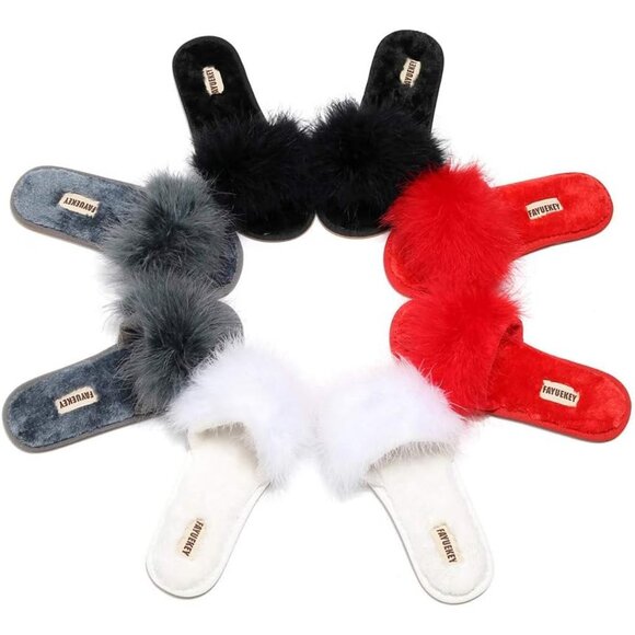 Chic Faux Fur Slippers with Non-Slip Sole - Perfect for Indoor and Outdoor - Picture 6 of 6